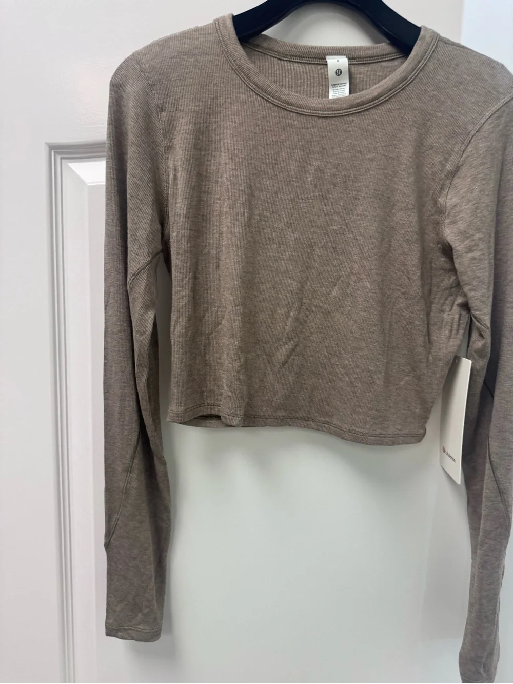 lululemon athletica Ribbed Long-Sleeve Crop Top - Taupe